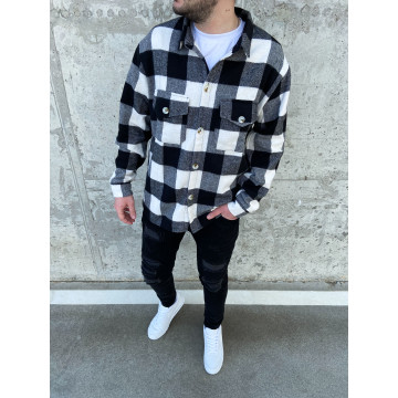 Байкова oversize сорочка темна клітина