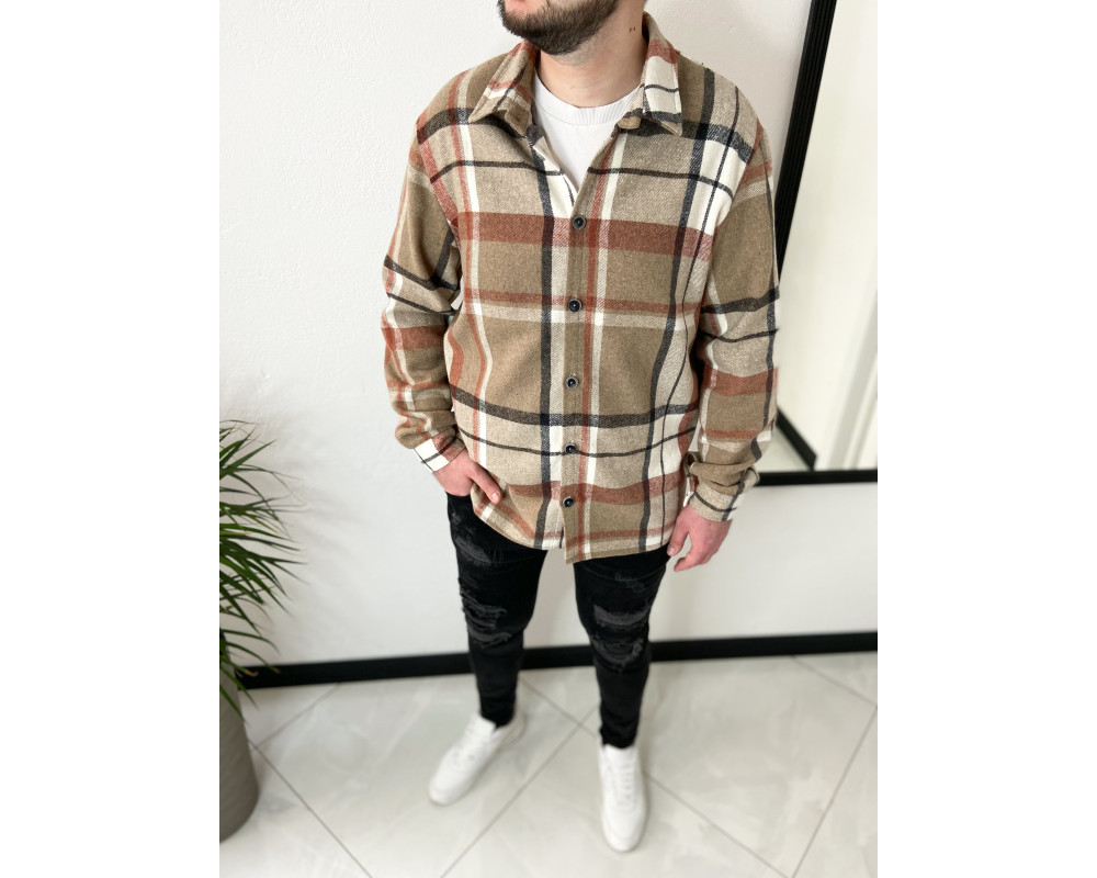 Бежева байкова оверсайз сорочка