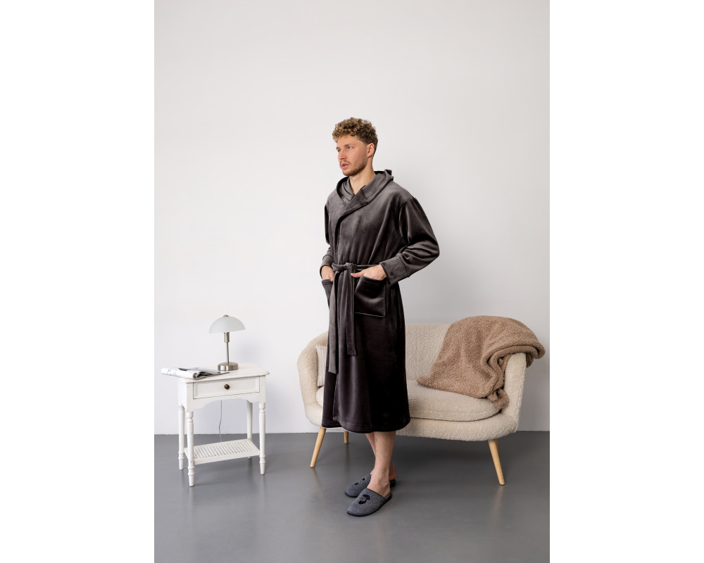 Мужской халат премиум качества цвет шоколад