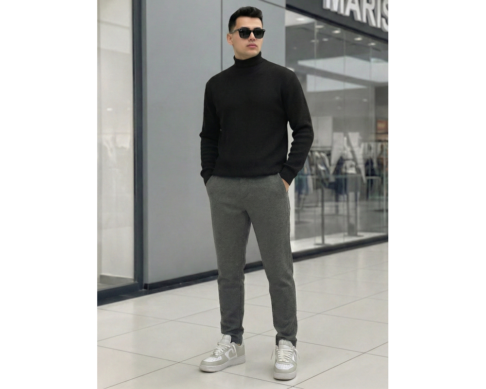 Комплект черный гольф и серые штаны