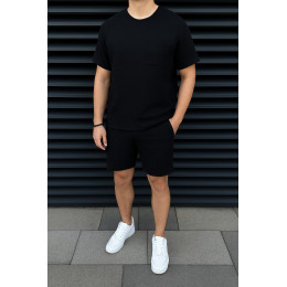 Мужской летний костюм из муслина футболка с карманом черный. Мужской летний костюм из муслина футболка с карманом черный.
