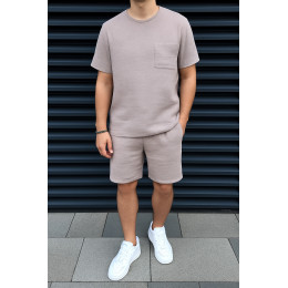 Мужской летний костюм из муслина футболка с карманом мокко Мужской летний костюм из муслина футболка с карманом мокко
