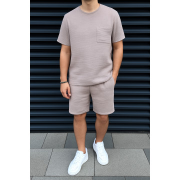 Мужской летний костюм из муслина футболка с карманом мокко Мужской летний костюм из муслина футболка с карманом мокко