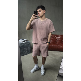 Мужской летний костюм из муслина футболка с вырезом мокко Мужской летний костюм из муслина футболка с вырезом мокко