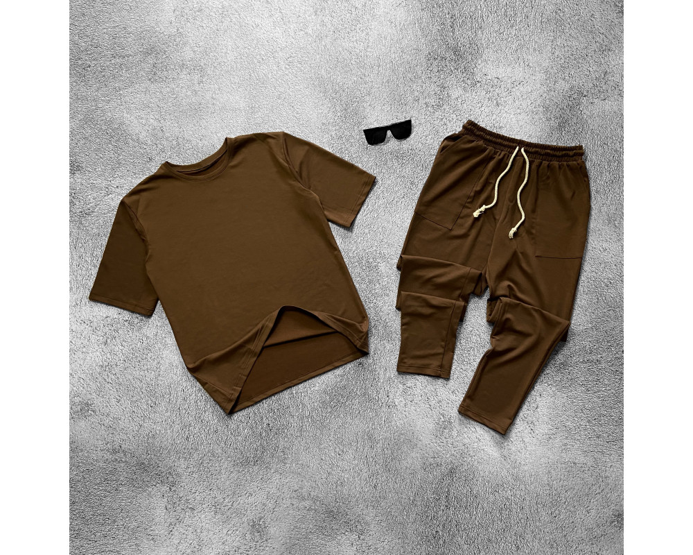Комплект футболка и штаны шоколад Комплект футболка и штаны шоколад