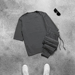 Комплект льняной футболка и штаны серый Комплект льняной футболка и штаны серый