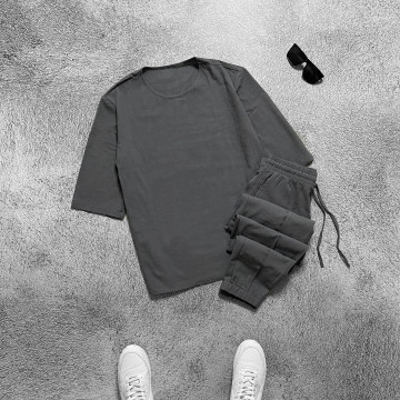 Комплект льняной футболка и штаны серый Комплект льняной футболка и штаны серый