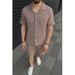 Муслиновый костюм рубашка и шорты мокко Муслиновый костюм рубашка и шорты мокко