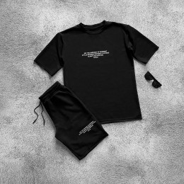 Комплект шорты и футболка с принтом черный Комплект шорты и футболка с принтом черный