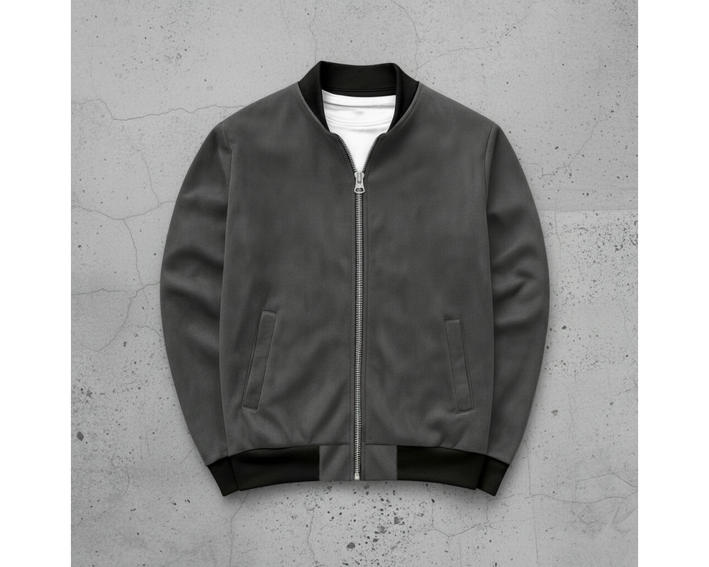 Сірий замшевий бомбер