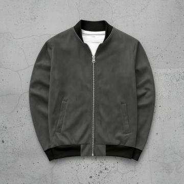 Серый замшевый бомбер