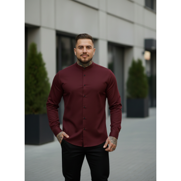 Сорочка коттонова з коміром стійка бордова