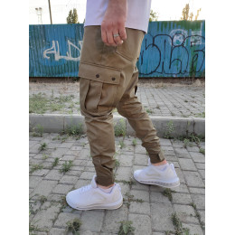 Коттоновые брюки джоггеры с карманами карго | Хаки Коттоновые брюки джоггеры с карманами карго | Хаки