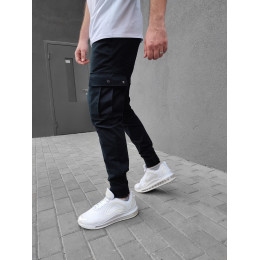 Коттоновые брюки джоггеры с карманами карго | Черный