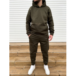 Теплый костюм на флисе oversize хаки Теплый костюм на флисе oversize хаки
