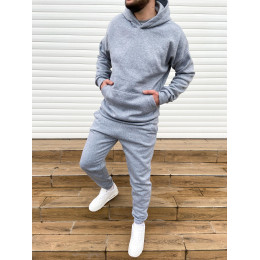 Теплый светло-серый костюм на флисе oversize Теплый светло-серый костюм на флисе oversize