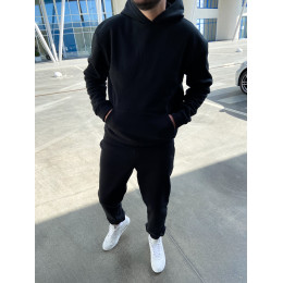 Теплый черный костюм на флисе oversize Теплый черный костюм на флисе oversize
