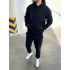Теплий чорний оверсайз спортивний костюм на флісі