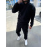 Теплий чорний оверсайз спортивний костюм на флісі
