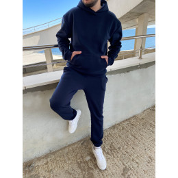 Теплый синий костюм на флисе oversize Теплый синий костюм на флисе oversize