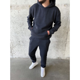 Теплий темно-сірий костюм на флісі oversize