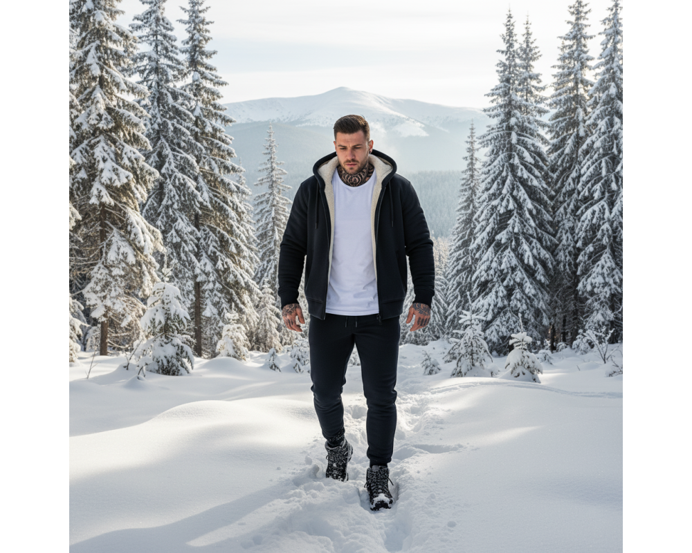 Мужской костюм на мехе, цвет черный