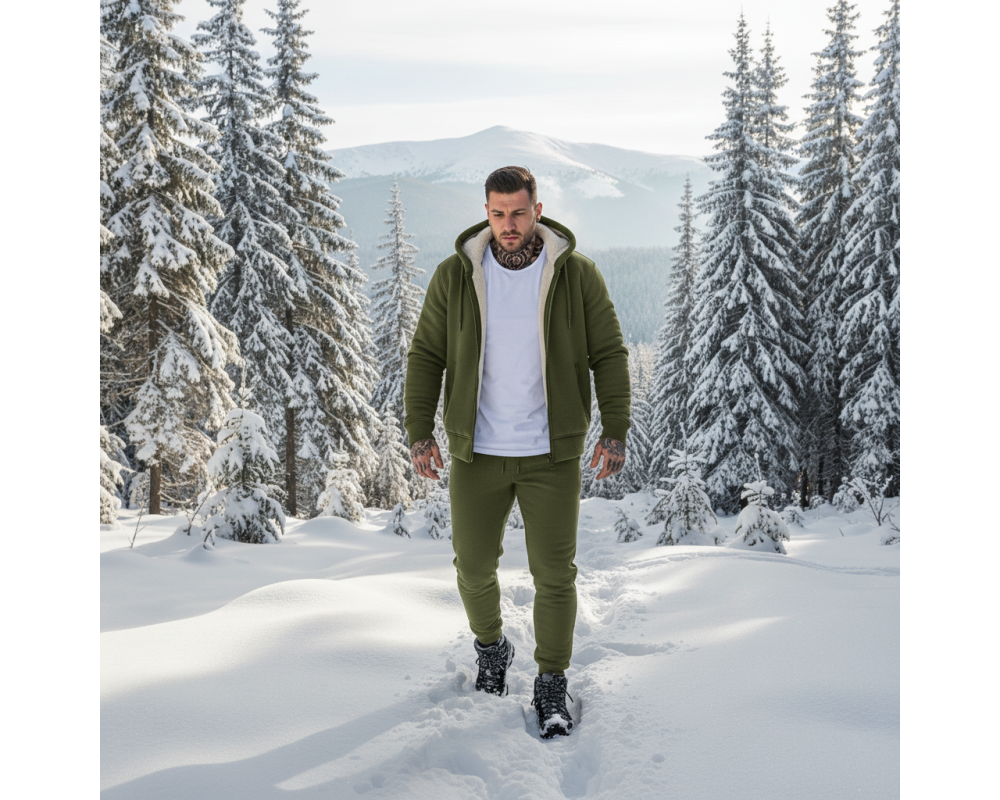 Мужской костюм на мехе, цвет хаки