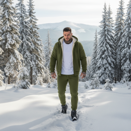 Теплый костюм на меху цвет хаки Теплый костюм на меху цвет хаки