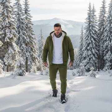 Теплый костюм на меху цвет хаки