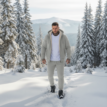 Теплый светло-серый костюм на меху