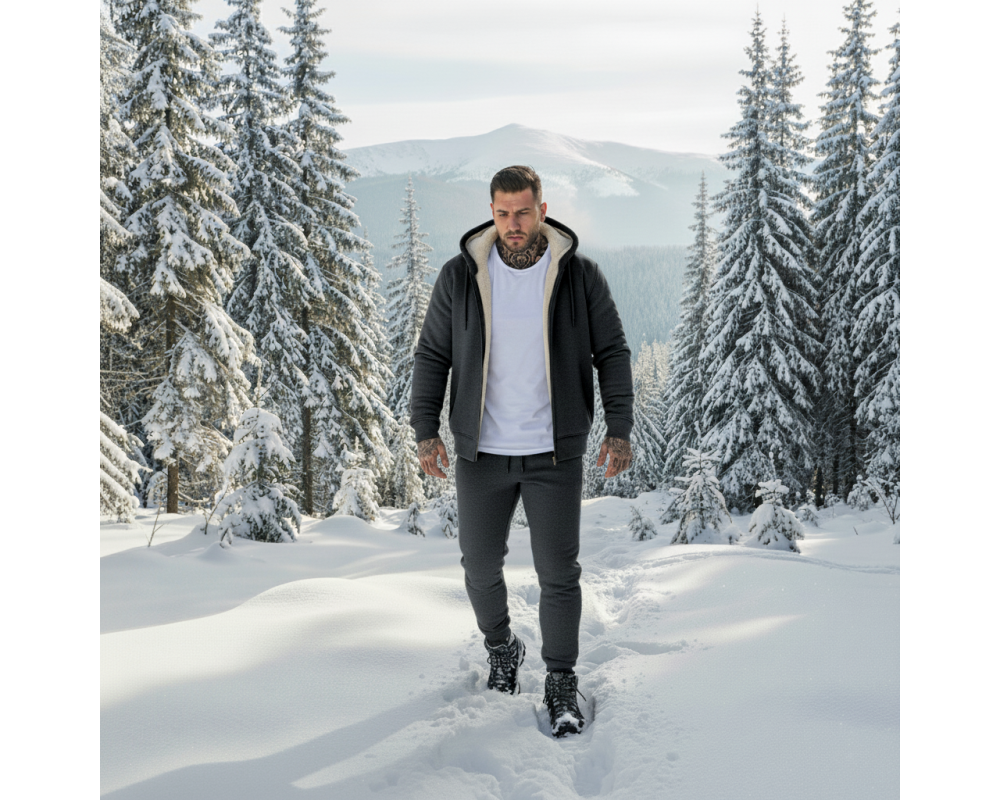 Мужской костюм на мехе, цвет темно-серый Мужской костюм на мехе, цвет темно-серый