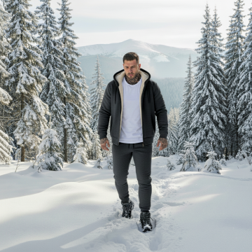 Теплый темно-серый костюм на меху