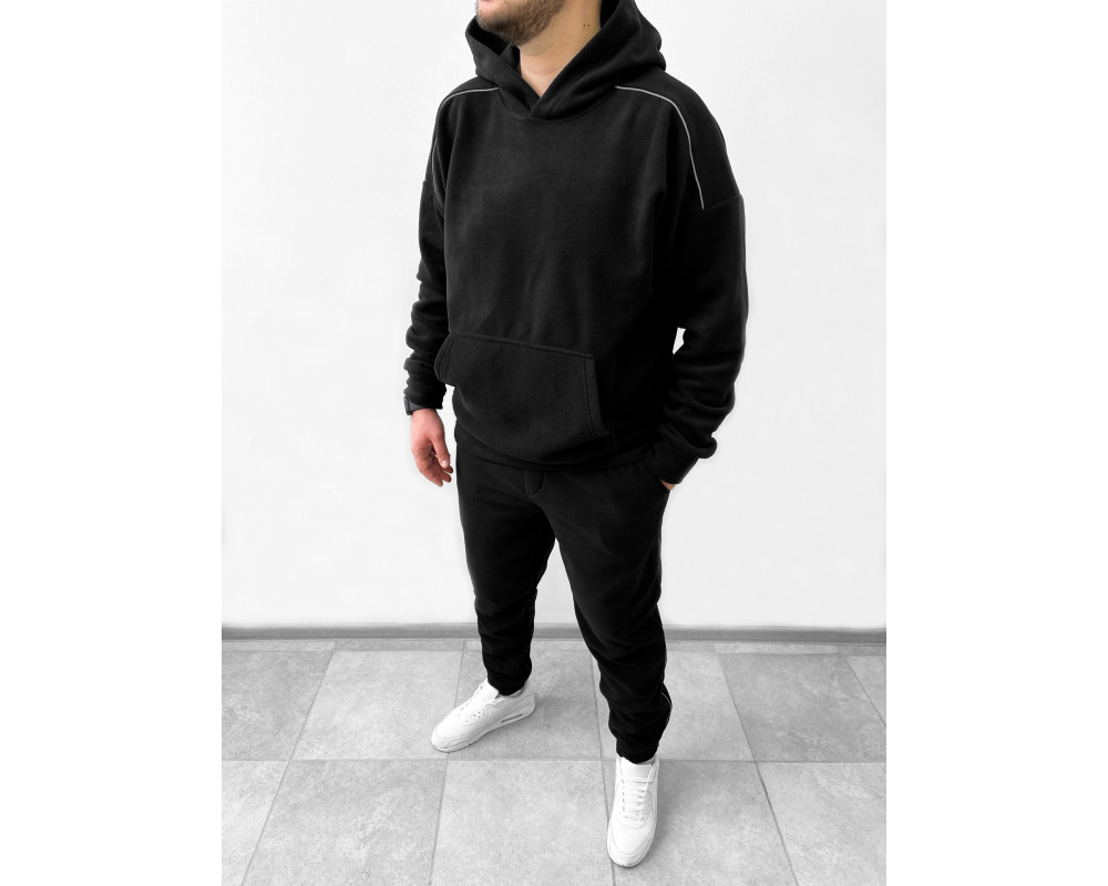Флисовый оверсайз костюм черный Флисовый оверсайз костюм черный