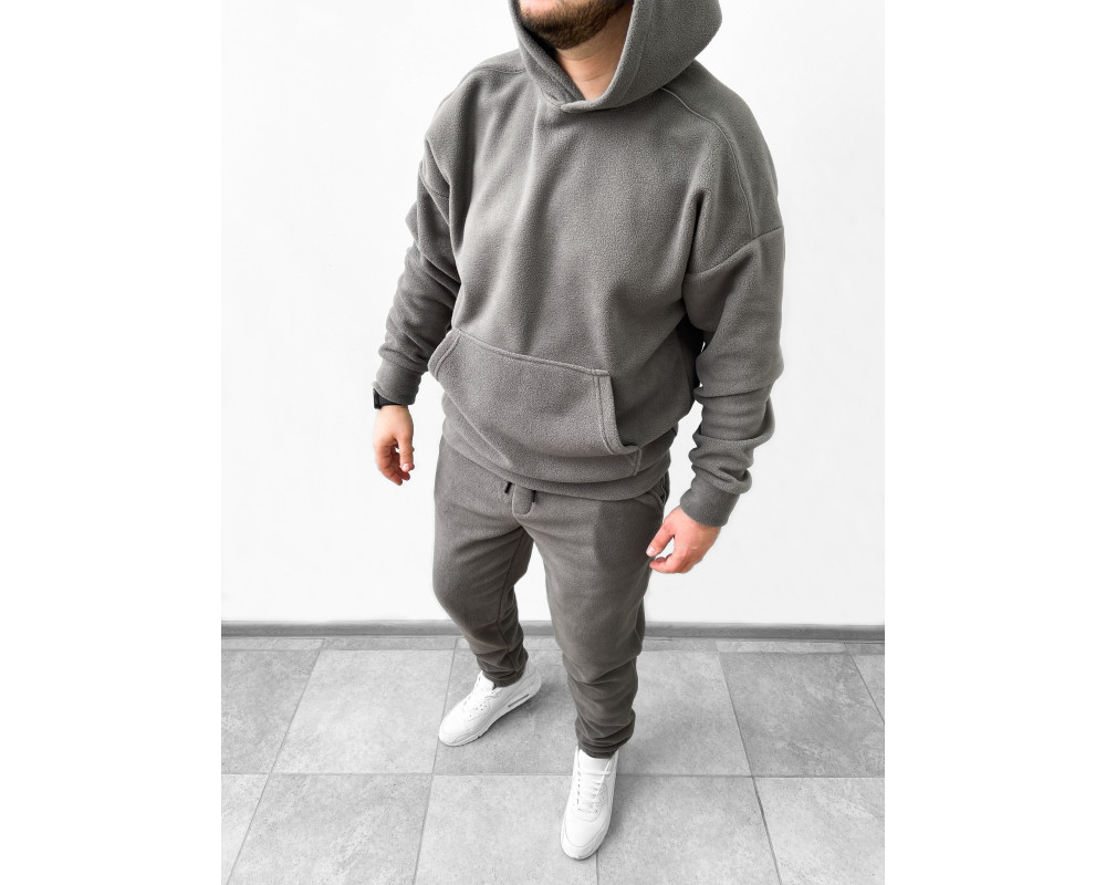 Флисовый оверсайз костюм серый Флисовый оверсайз костюм серый