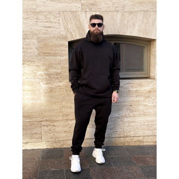 Теплый черный костюм свободного кроя на осень/зиму  Теплый черный костюм свободного кроя на осень/зиму