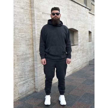 Теплый костюм цвета графит свободного кроя на осень/зиму  Теплый костюм цвета графит свободного кроя на осень/зиму