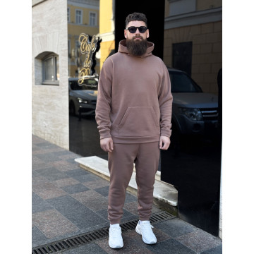 Теплый костюм цвета мокко свободного кроя на осень/зиму  Теплый костюм цвета мокко свободного кроя на осень/зиму