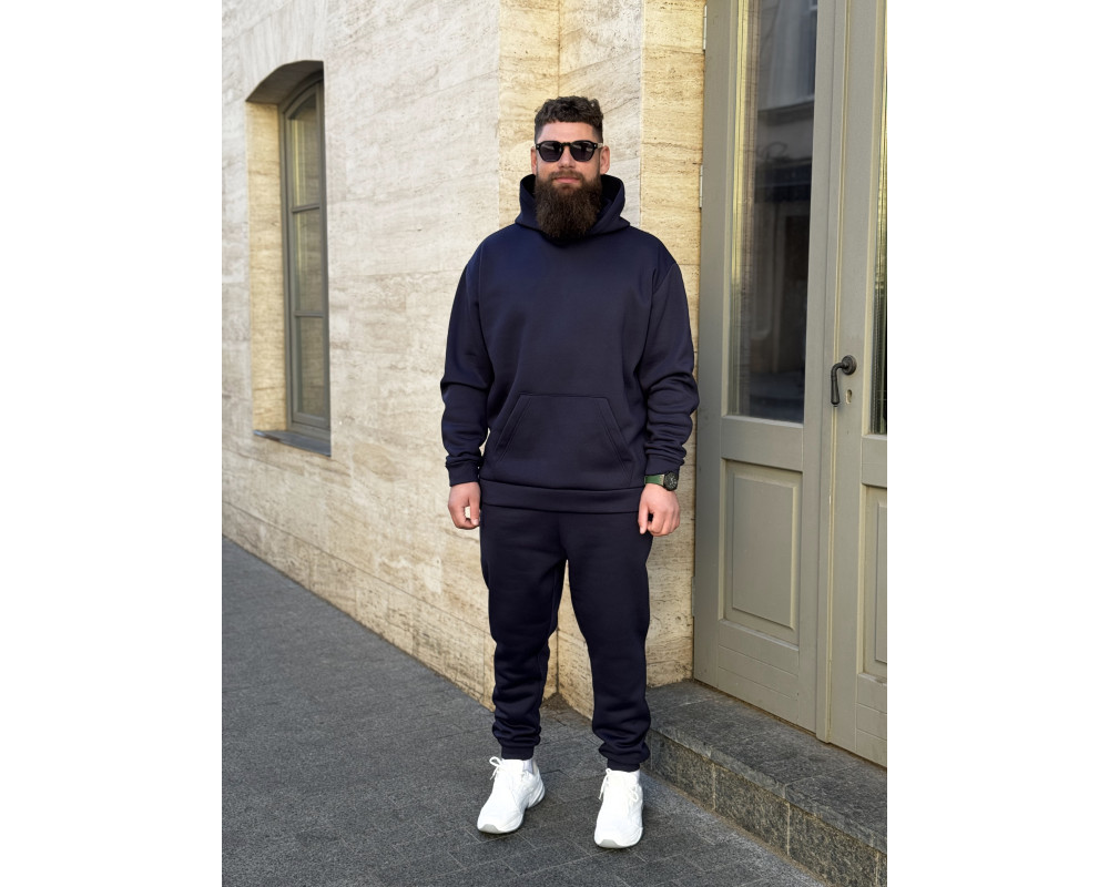Чоловічий теплий спортивний костюм базовий синій Чоловічий теплий спортивний костюм базовий синій
