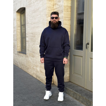 Теплый костюм синего цвета свободного кроя на осень/зиму  Теплый костюм синего цвета свободного кроя на осень/зиму