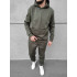 Мужской теплый базовый спортивный костюм с карманом "кенгуру" | Хаки