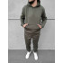 Мужской теплый базовый спортивный костюм с карманом "кенгуру" | Хаки