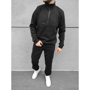Теплый спортивный костюм без капюшона | Черный Теплый спортивный костюм без капюшона | Черный