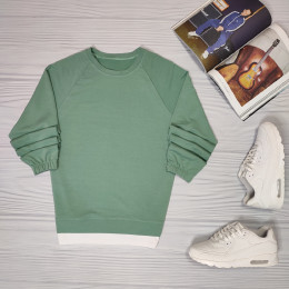 Унисекс свитшот с имитацией футболки по низу | Мята