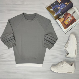 Унисекс свитшот с имитацией футболки по низу | Серый