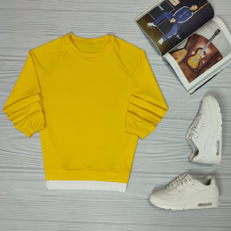 Унисекс свитшот с имитацией футболки по низу | Желтый