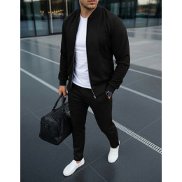 Замшевый костюм мужской бомбер и штаны черный