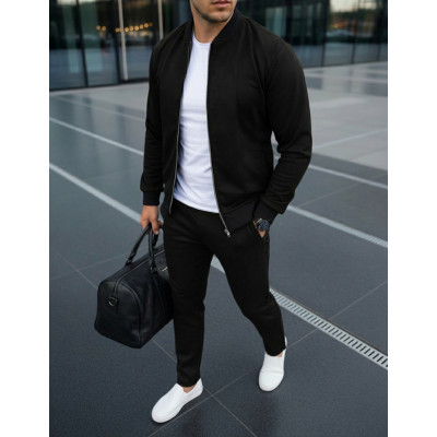 Замшевий костюм чоловічий бомбер та штани чорний