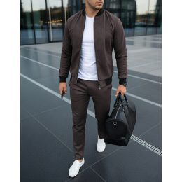 Замшевый костюм мужской бомбер и штаны шоколад