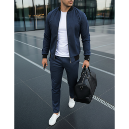 Замшевый костюм мужской бомбер и штаны синий