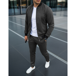 Замшевый костюм мужской бомбер и штаны серый